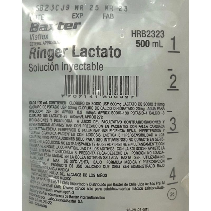 GENERICO - SUERO RINGUER LACTATO 500 CC BAXTER    X 10 unidades.-