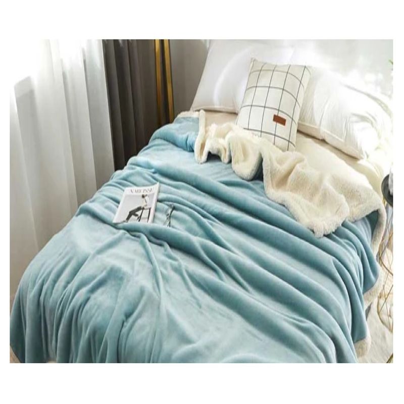COMPRAPO - Frazada Manta Polar Lisa Sherpa Térmica Verde Menta 200X230 Cm