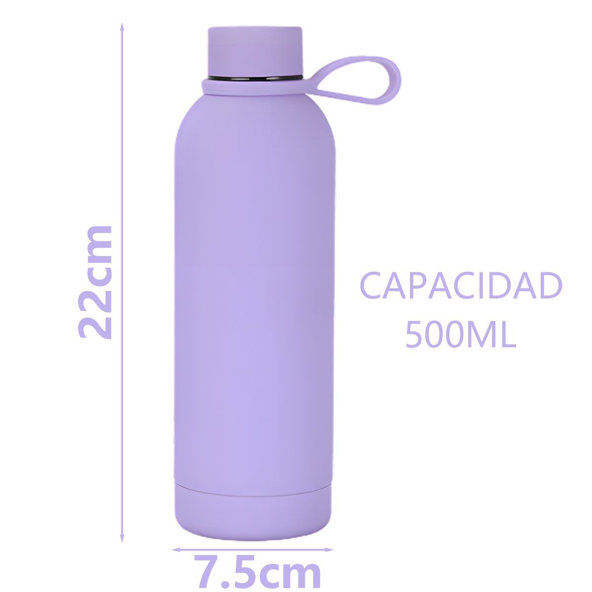 AIZO - Lavanda 500ml Termo Botella Agua Termica Acero Inoxidable Buffer