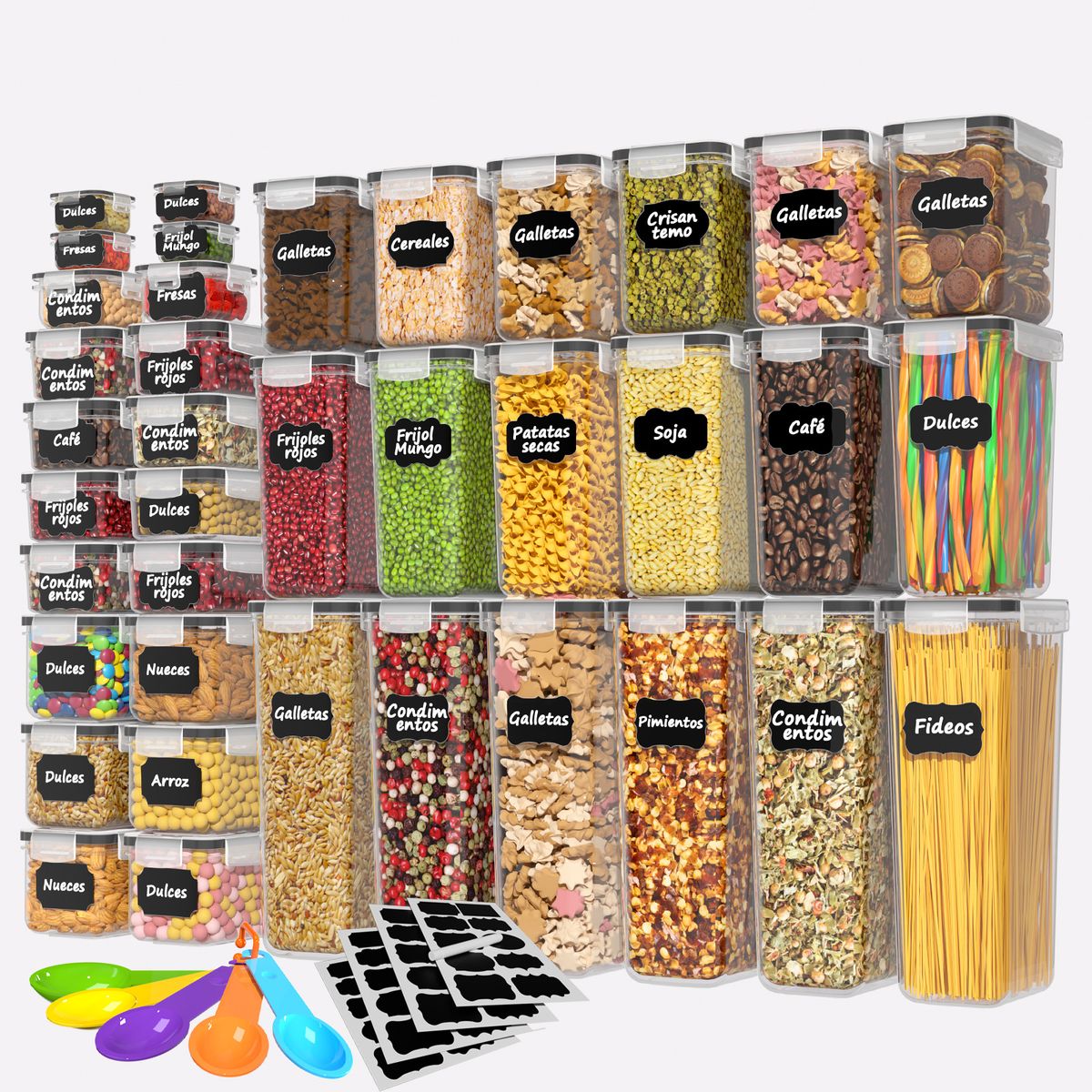 AIZO - Set De 42 Contenedores Herméticos Plástico Alimentos Con Tap