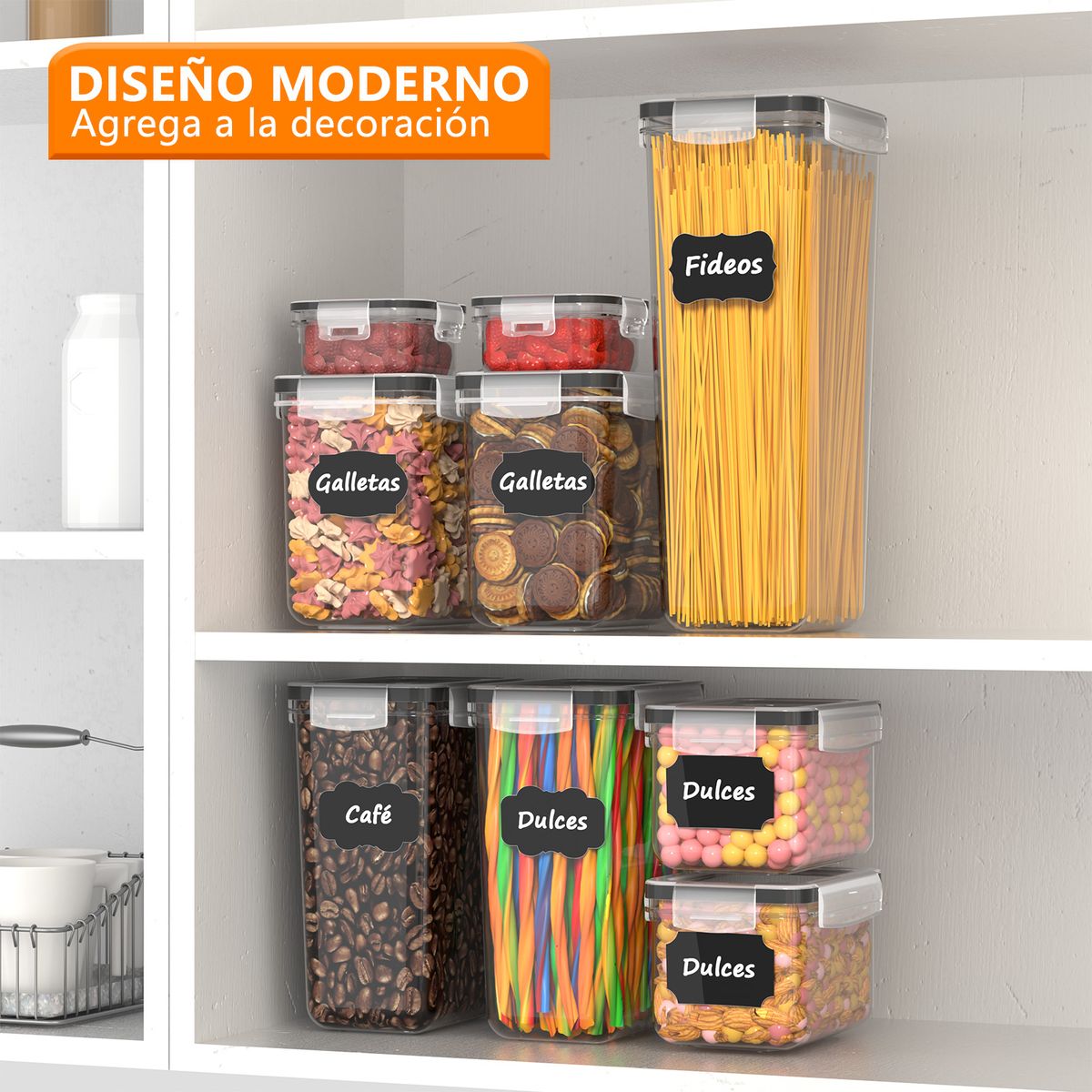 AIZO - Set De 42 Contenedores Herméticos Plástico Alimentos Con Tap