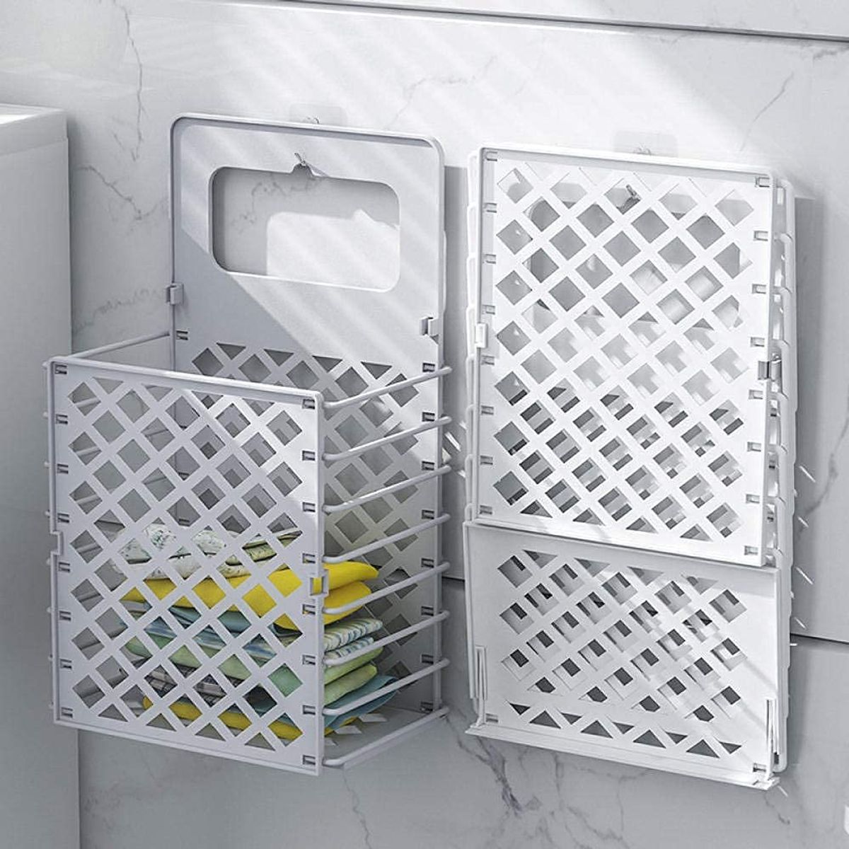 AIZO - Gris Canasto Ropa Sucia Plegable Muro