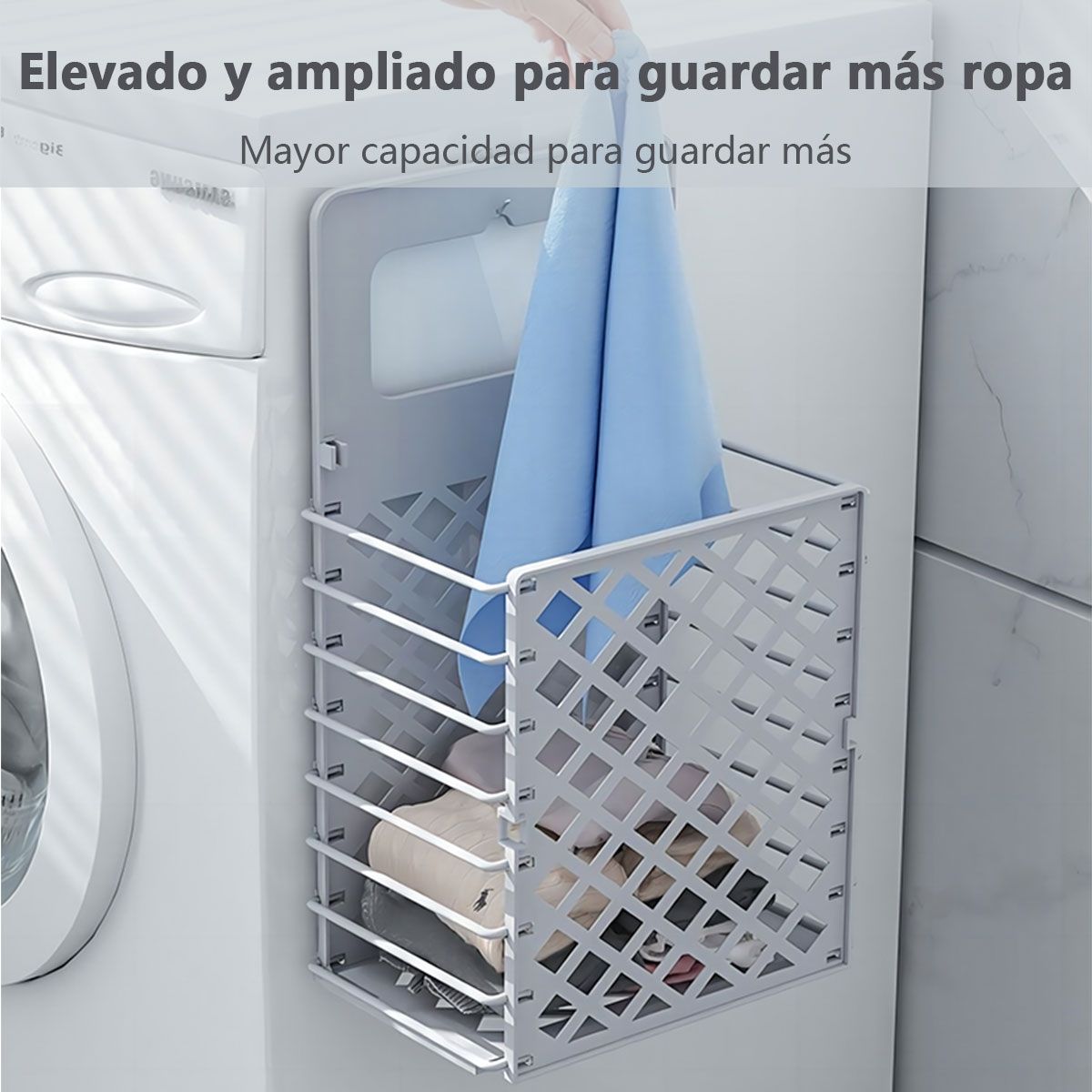 AIZO - Gris Canasto Ropa Sucia Plegable Muro
