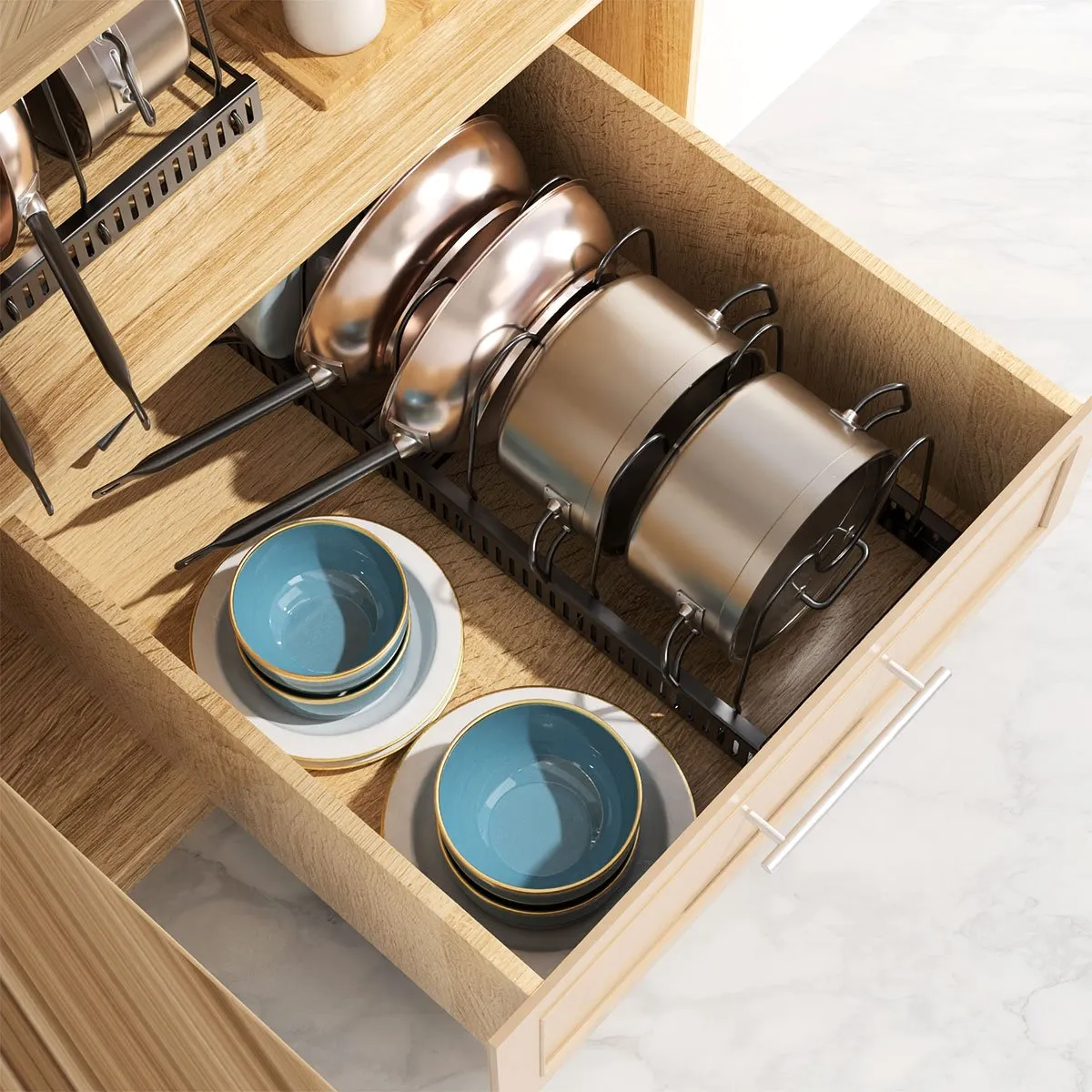 AIZO - Rack Organizador De Ollas Expandible Menaje Tablas Tapas