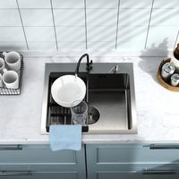 Lavaplatos De Cocina Empotrable 45x50cm Con Accesorios