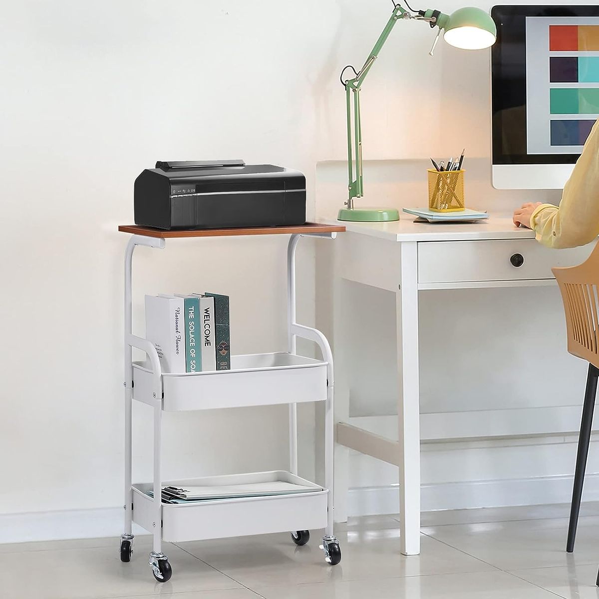 AIZO - Blanco Carro Estante Organizador Multiuso Con 3 Niveles Y Ruedas