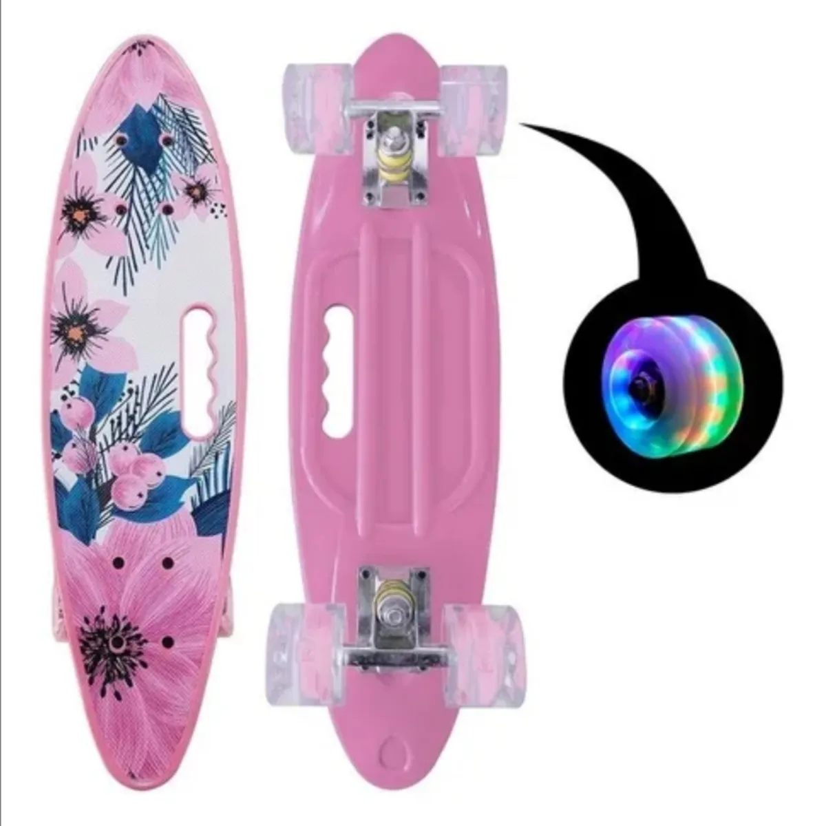 GENERICO - Skate Penny Cruiser Patineta Rosada con Flores