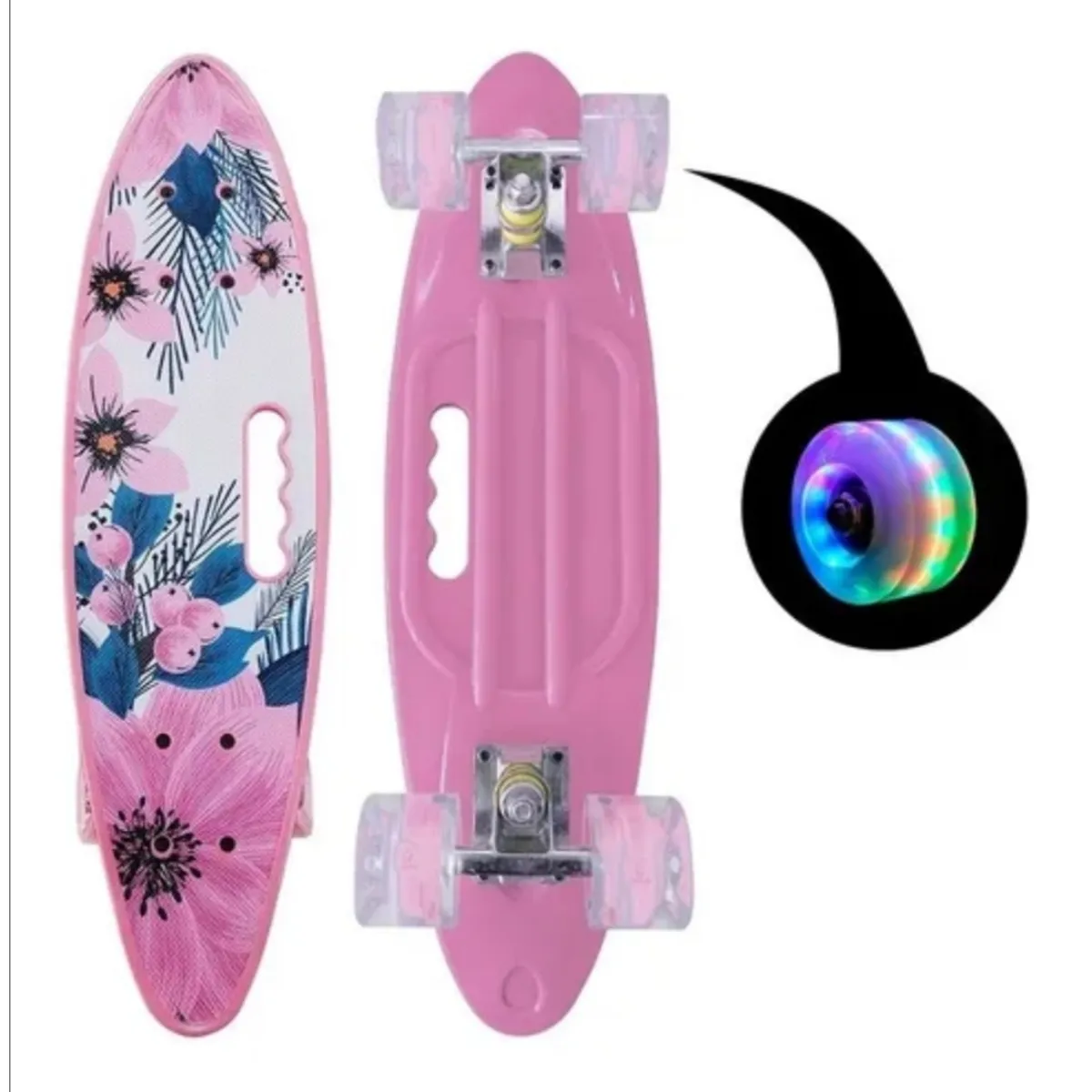 GENERICO - Skate Penny Cruiser Patineta Rosada con Flores