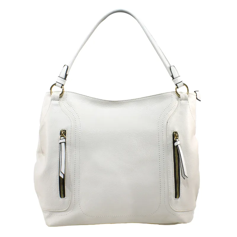 MAILEA - Cartera ecocuero clasica 2 cierres para mujer blanco