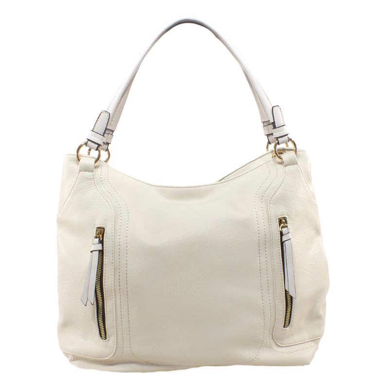 MAILEA - Cartera ecocuero clasica 2 cierres para mujer beige