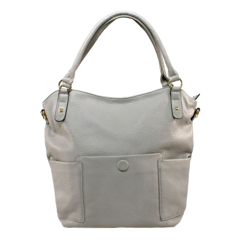 MAILEA - Cartera ecocuero clasica bolsillo boton para mujer gris