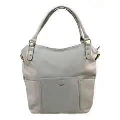 MAILEA - Cartera ecocuero clasica bolsillo boton para mujer gris