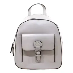 MAILEA - Mochila ecocuero bolsillo hebilla para mujer gris