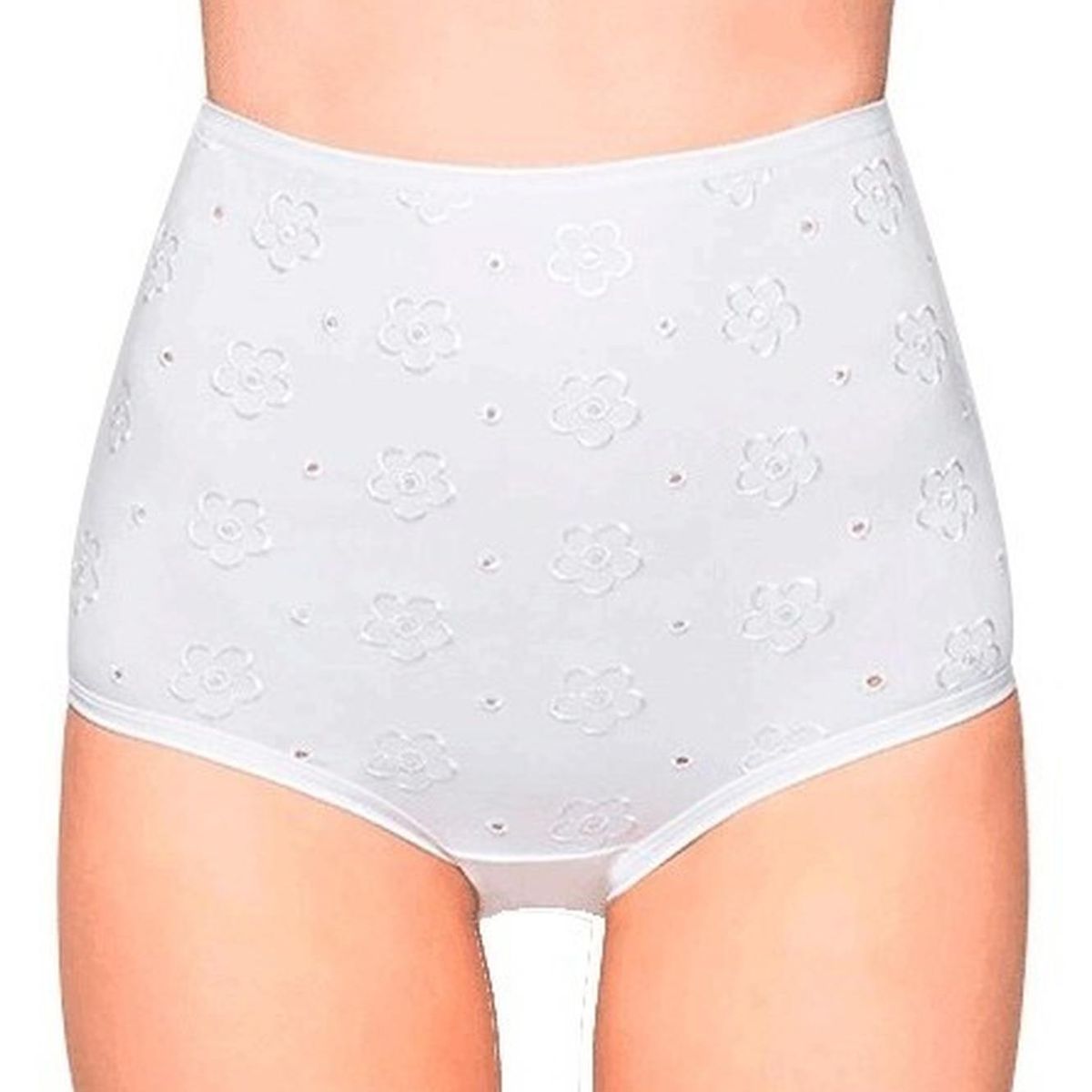LADY GENNY - Calzon Cuadro Maxi Cotton Spandex Bordado - Blanco.