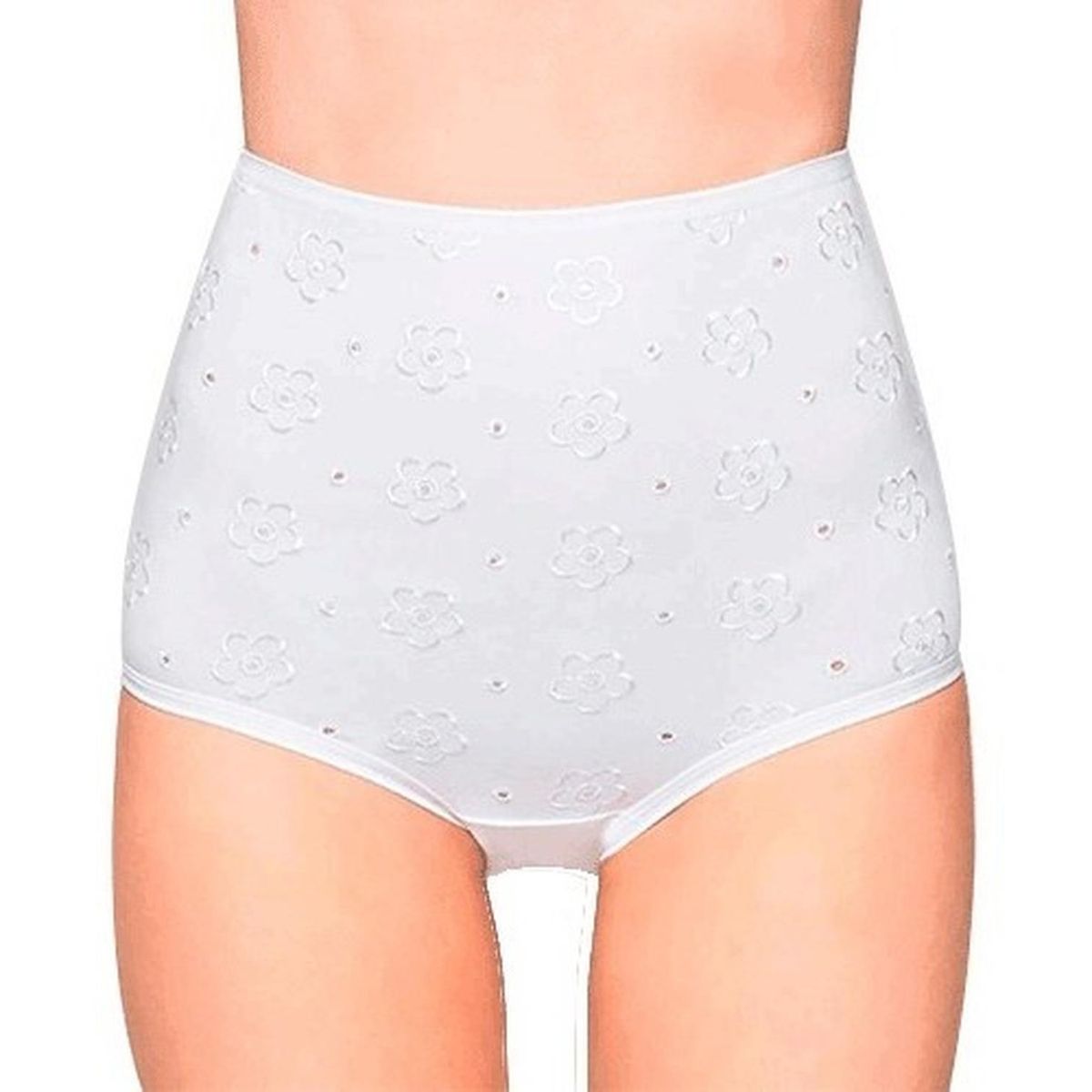 LADY GENNY - Calzon Cuadro Maxi Cotton Spandex Bordado - Blanco.