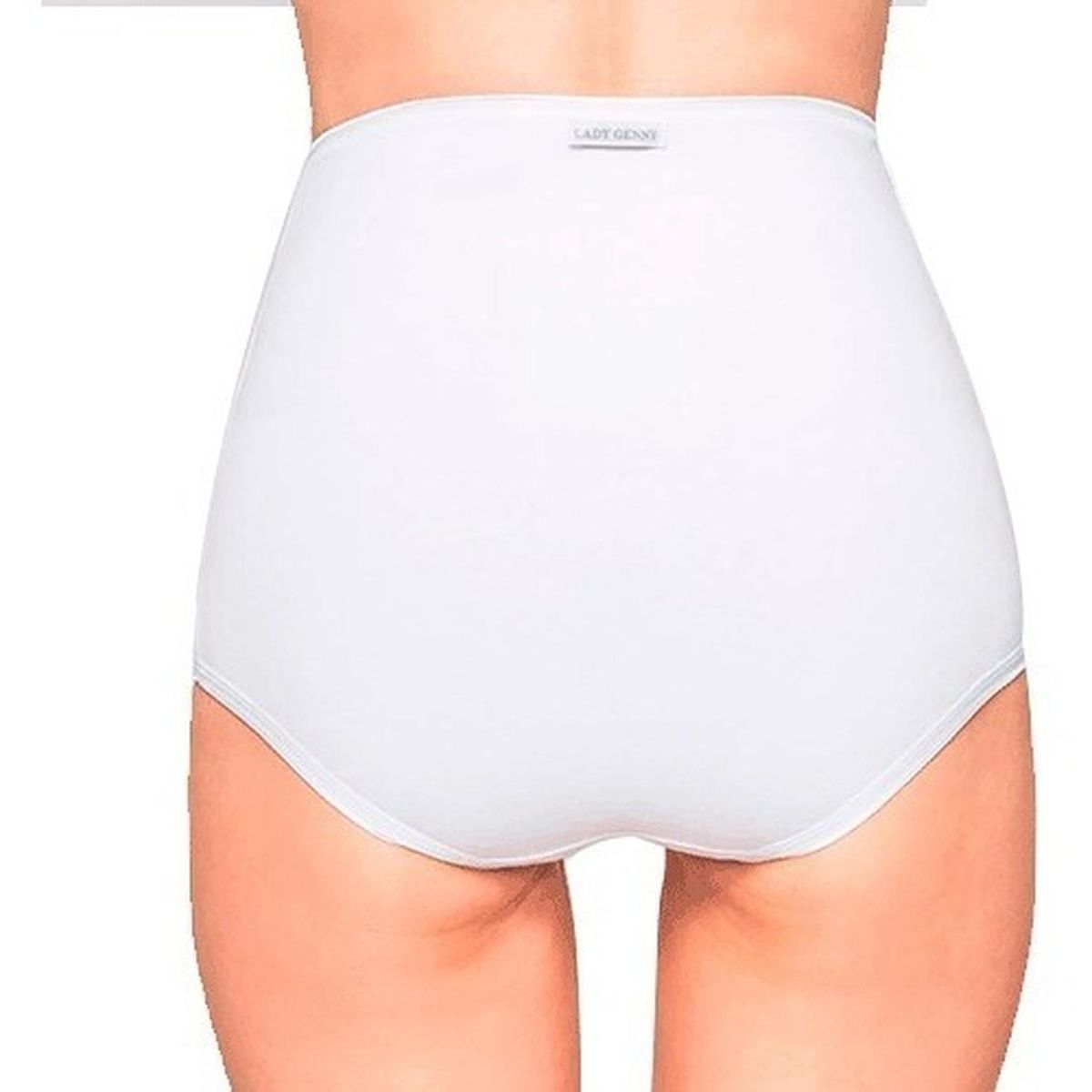 LADY GENNY - Calzon Cuadro Maxi Cotton Spandex Bordado - Blanco.