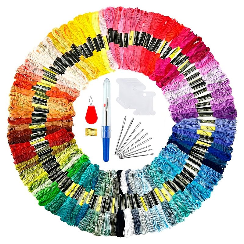 GENERICO - Set 100 Hilos De Colores Para Bordar Con Agujas Y Accesorios