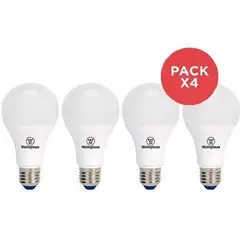 WESTINGHOUSE - Pack X4 Ampolletas Led Bola A60 9w Luz Cálida E27