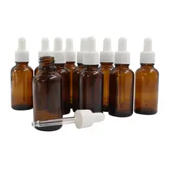 COSMETICAVAL - Kit 10 Frascos gotero de vidrio 30ml ámbar transparente