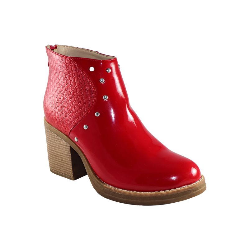 DINASTELLA - Botines de taco alto Rojos para Mujer Casuales Danicolle Alligator