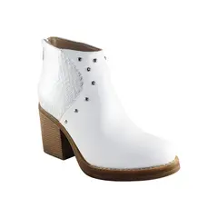 DINASTELLA - Botines de taco alto blancos para Mujer Casuales Danicolle Alligator