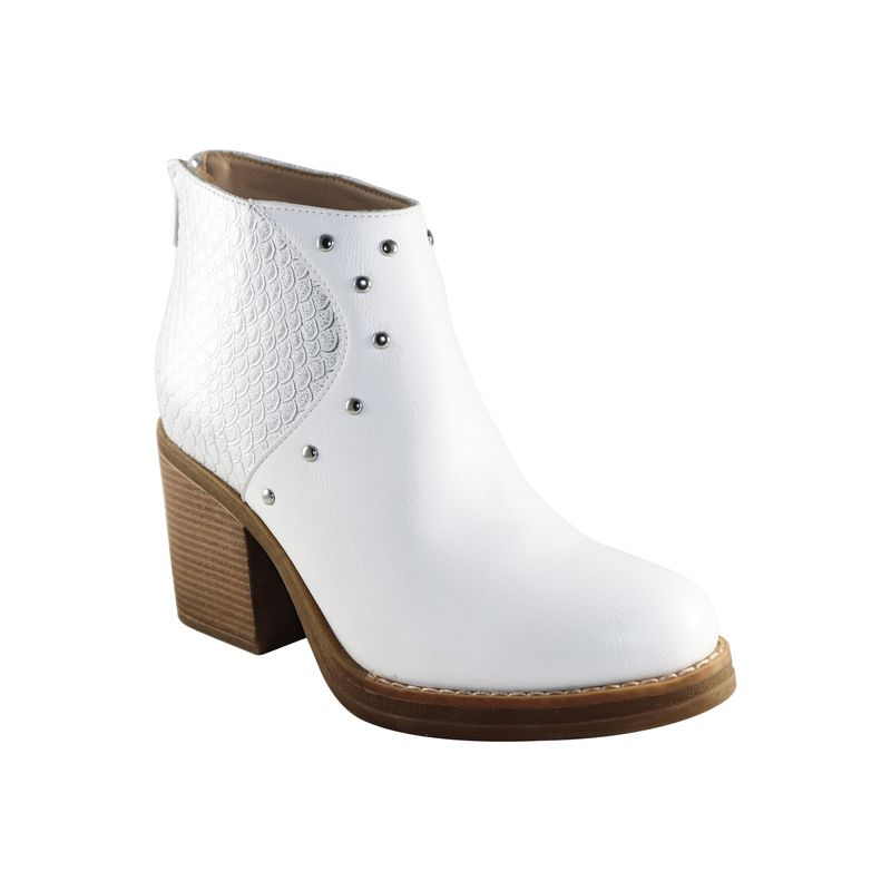 DINASTELLA - Botines de taco alto blancos para Mujer Casuales Danicolle Alligator