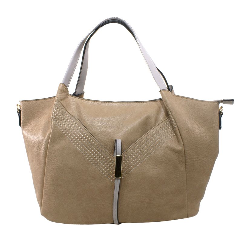MAILEA - Cartera ecocuero con lazo y placa para mujer beige