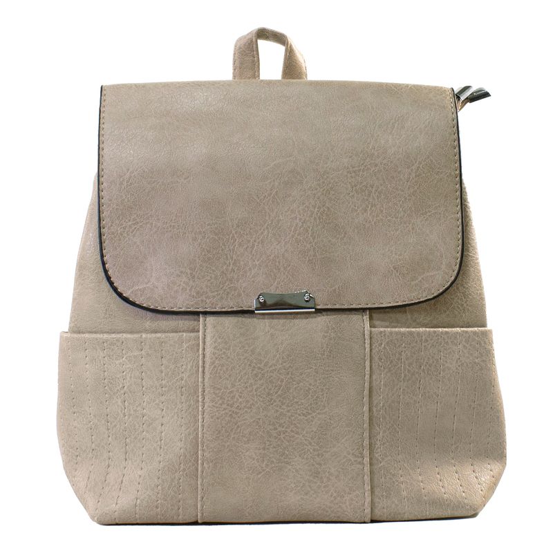 MAILEA - Mochila ecocuero con 2 bolsillos para mujer arena