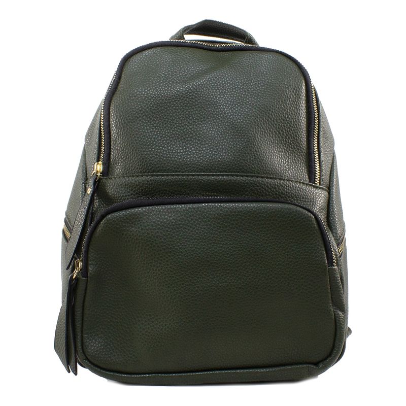 MAILEA - Mochila ecocuero bolsillo rectangular para mujer verde