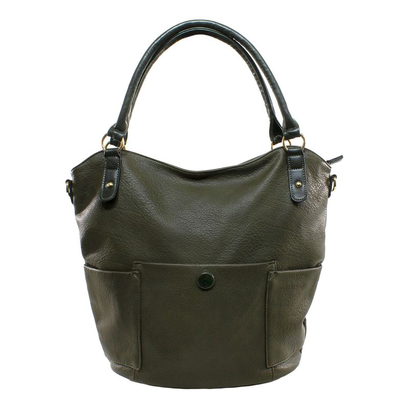 MAILEA - Cartera ecocuero clasica bolsillo boton para mujer verde