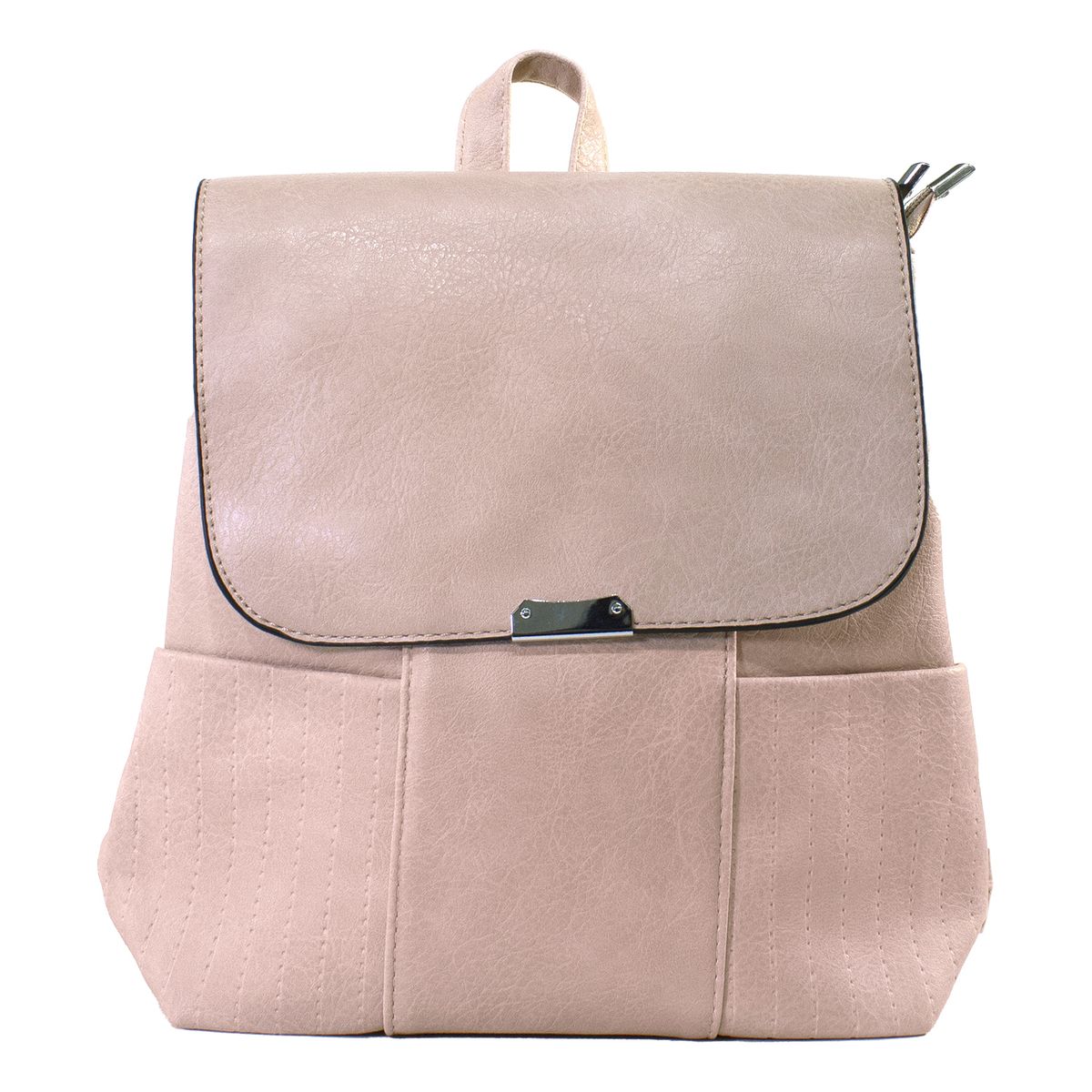 MAILEA - Mochila ecocuero con 2 bolsillos para mujer rosado