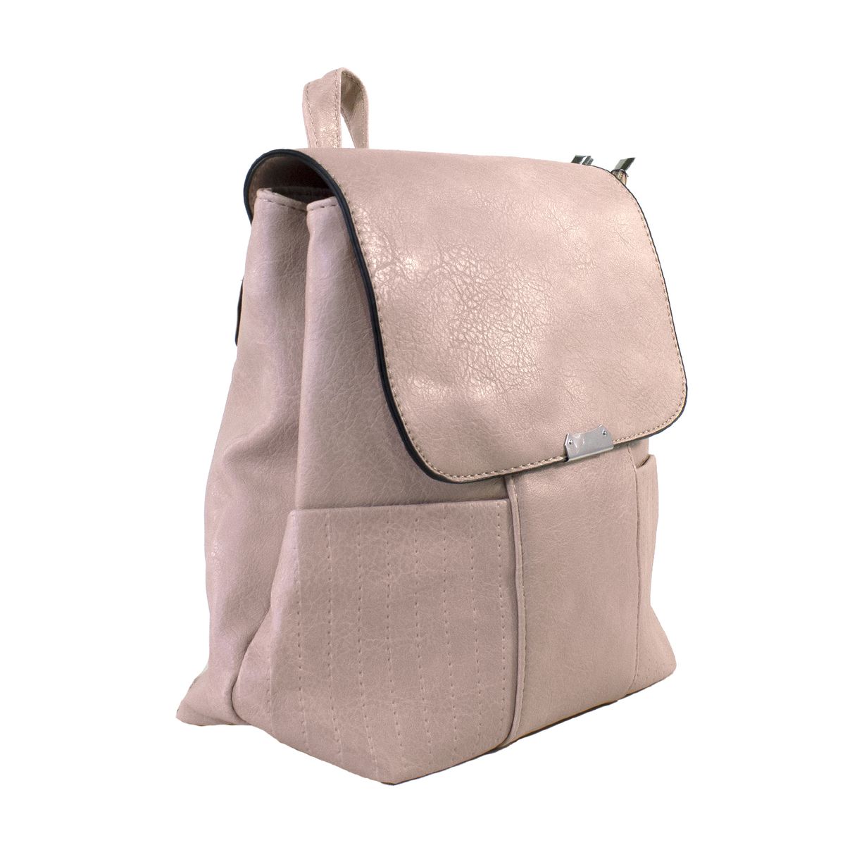 MAILEA - Mochila ecocuero con 2 bolsillos para mujer rosado
