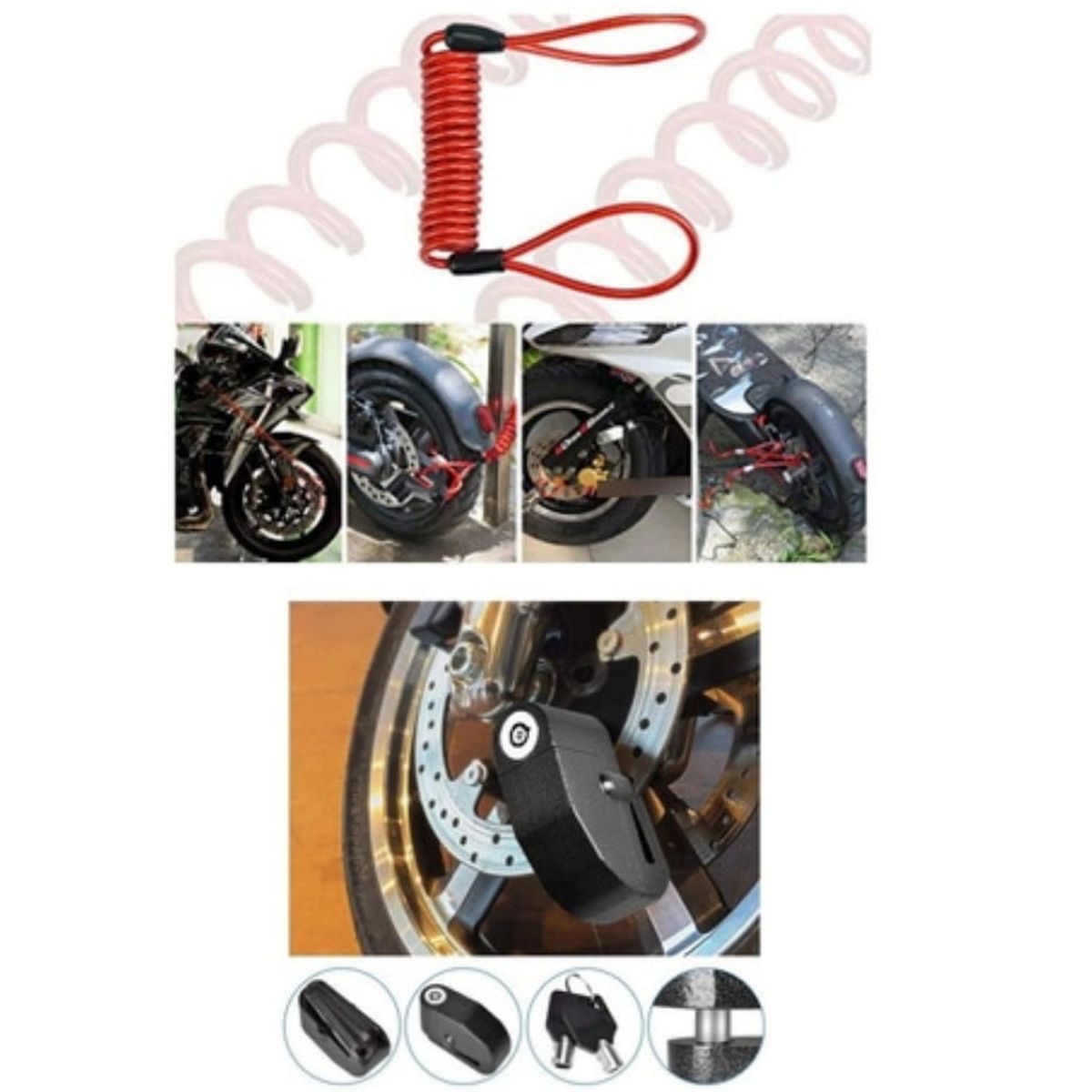 GENERICO - Kit candado alarma para disco y candado manillar