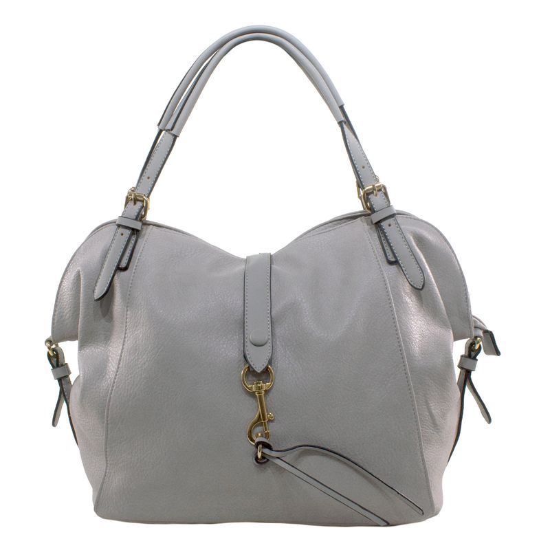 MAILEA - Cartera ecocuero con mosqueton para mujer gris