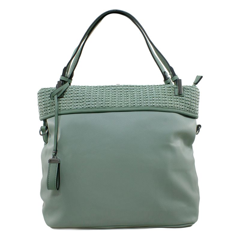 MAILEA - Cartera ecocuero franja tejida para mujer verde