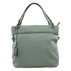MAILEA - Cartera ecocuero franja tejida para mujer verde