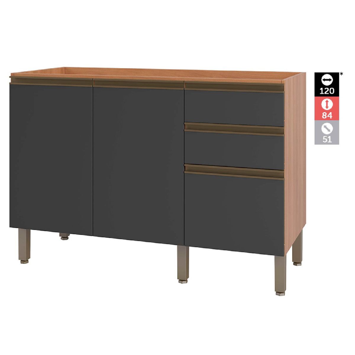 ROCA - Base de Cocina Macadamia para Lavaplatos Canela-Grafito