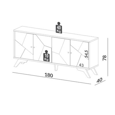 Imagen 2 del producto Rack Santos 4 Puertas Blanco-Roble