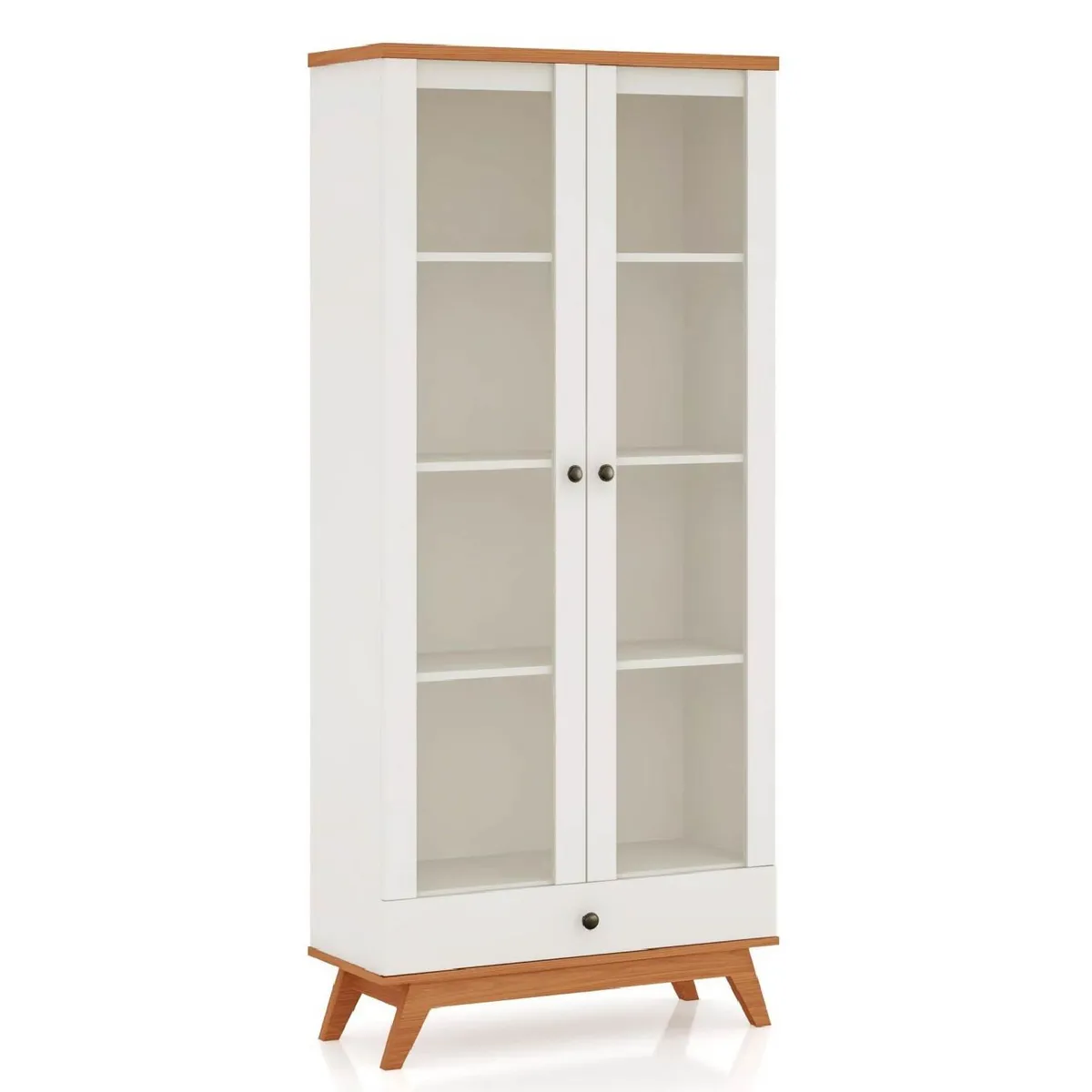 ROCA - Vitrina Recife 2 Puertas + 1 Cajón Blanco-Canela