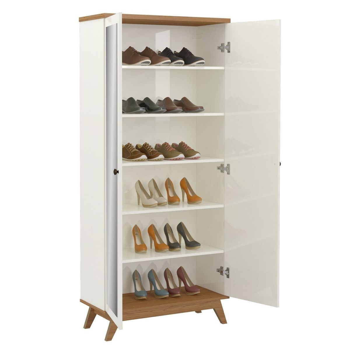 ROCA - Zapatero Sao Paulo 2 Puertas con Espejo Blanco-Canela