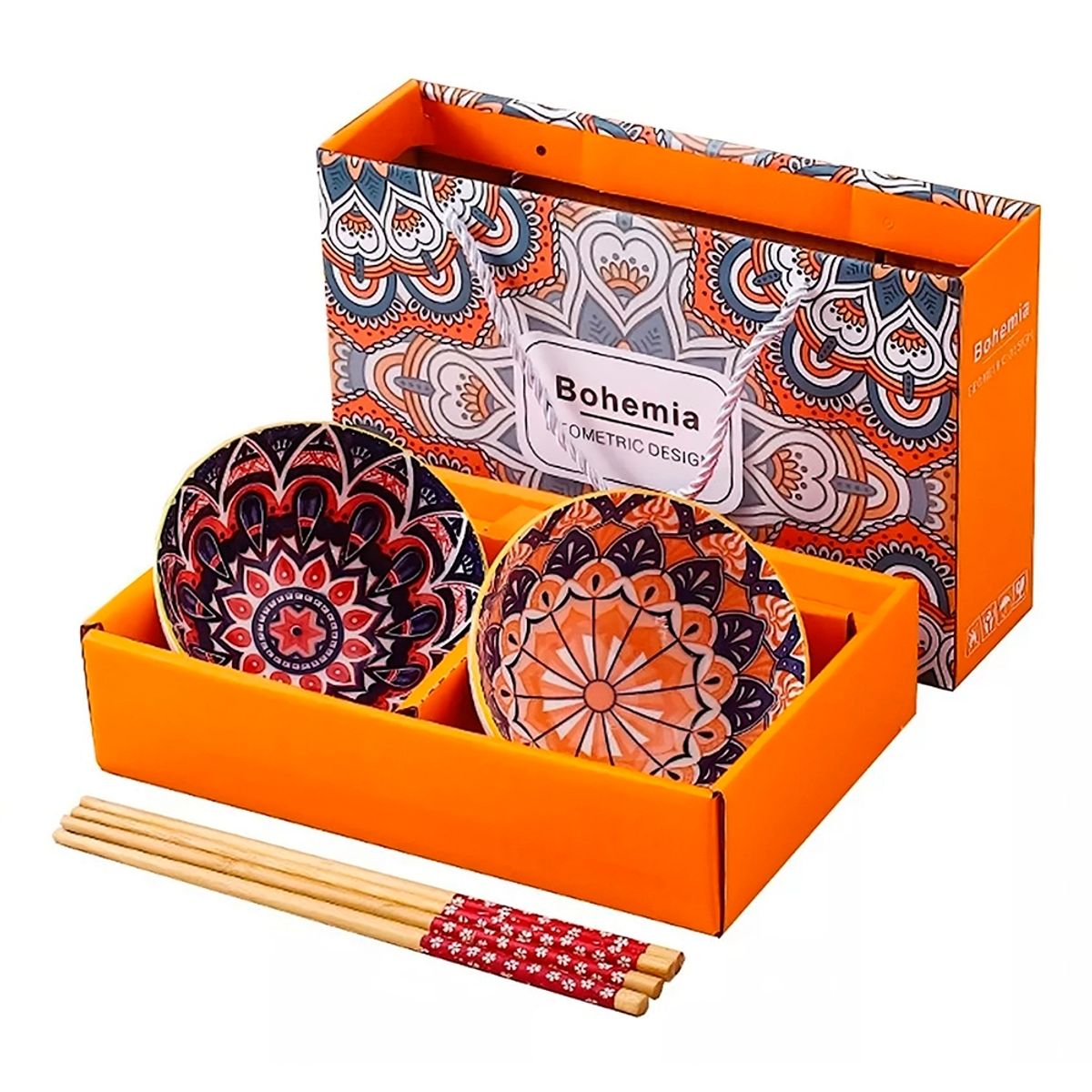 GENERICO - 2 Tazones De Cerámica Con Palillos Para Comida