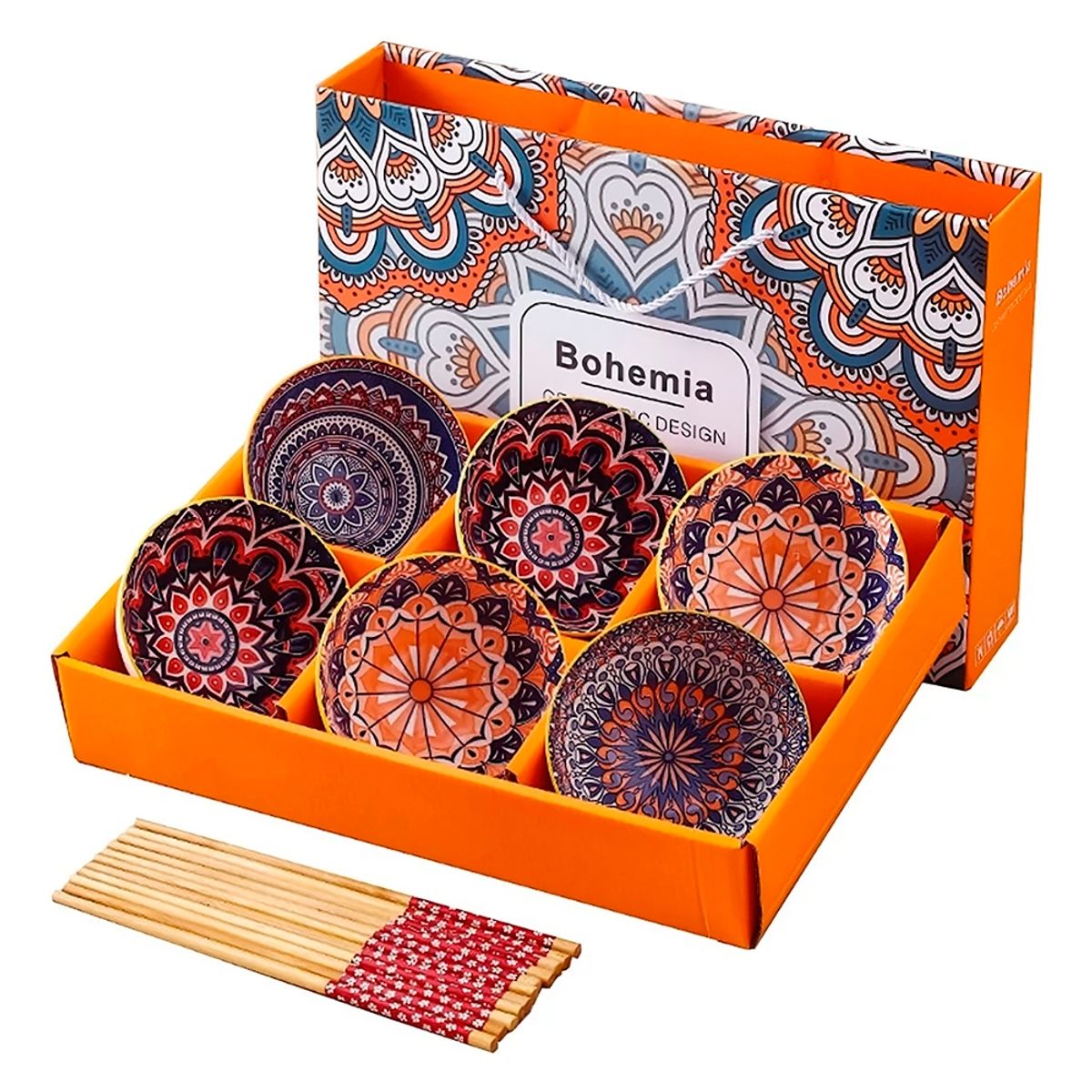 GENERICO - 6 Tazones De Cerámica Con Palillos Para Comida