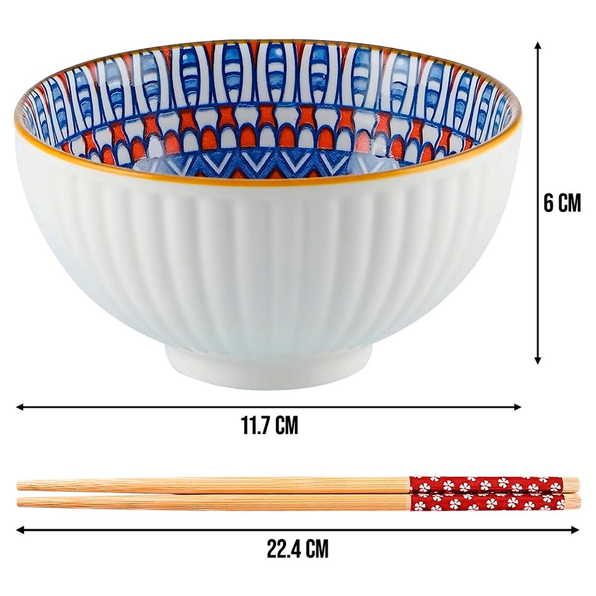 GENERICO - 6 Tazones De Cerámica Con Palillos Para Comida