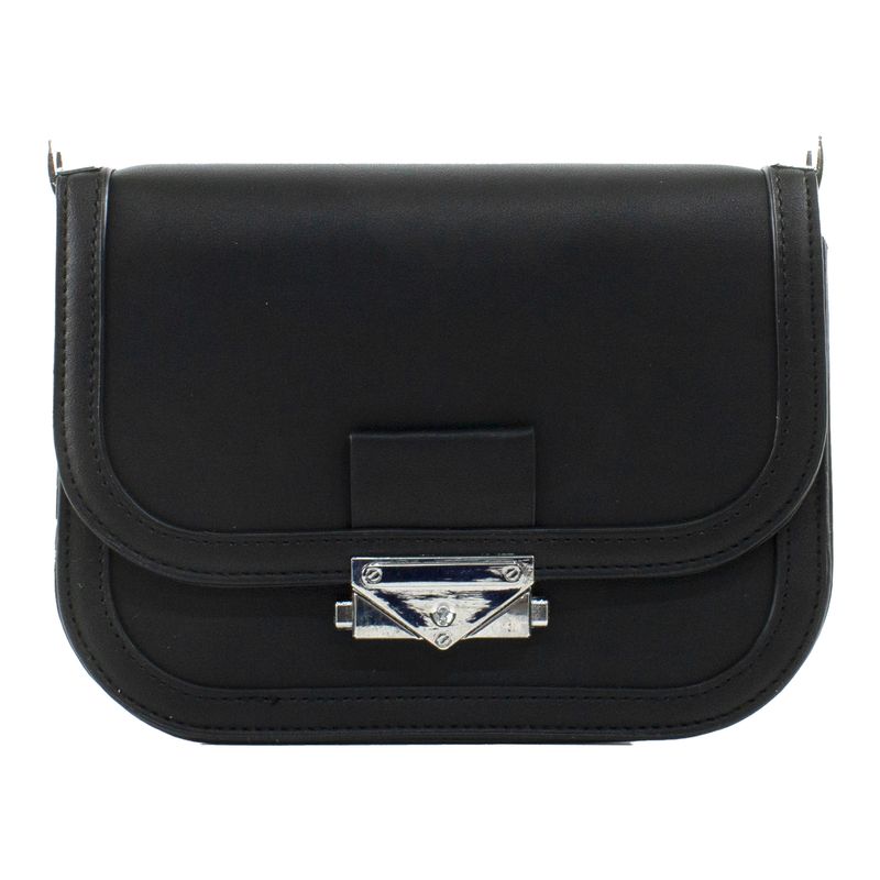 MAILEA - Bandolera ecocuero cerrajo metal para mujer negro