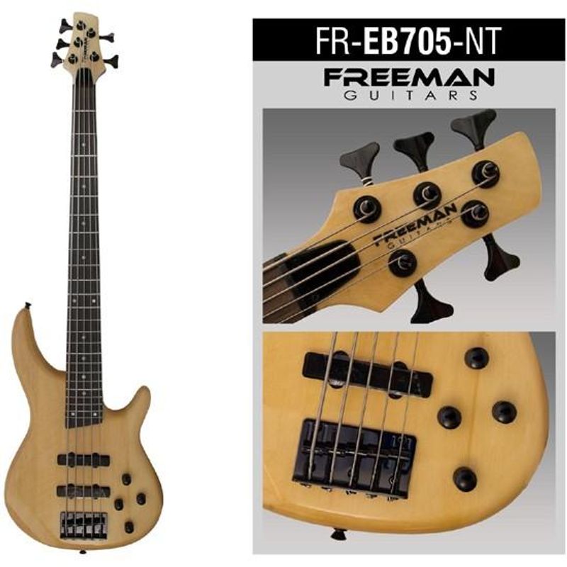 FREEMAN - Bajo Eléctrico 5 Cuerdas Freeman FREB705 - Natural