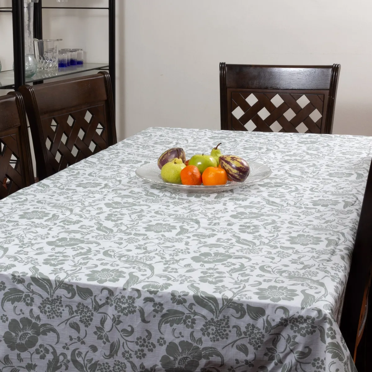 MASEL - Mantel PVC Rectangular  Flores Gris 140x220 cm