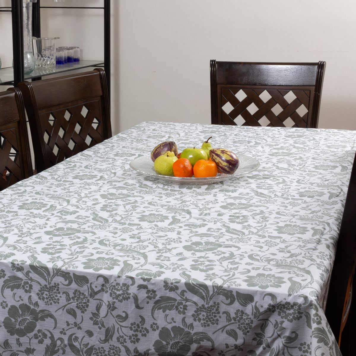 MASEL - Mantel PVC Rectangular  Flores Gris 140x220 cm