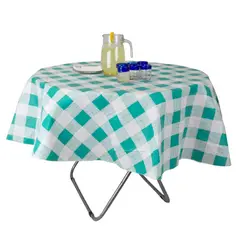MASEL - Mantel PVC Redondo 1,80 cm Cuadrille turquesa