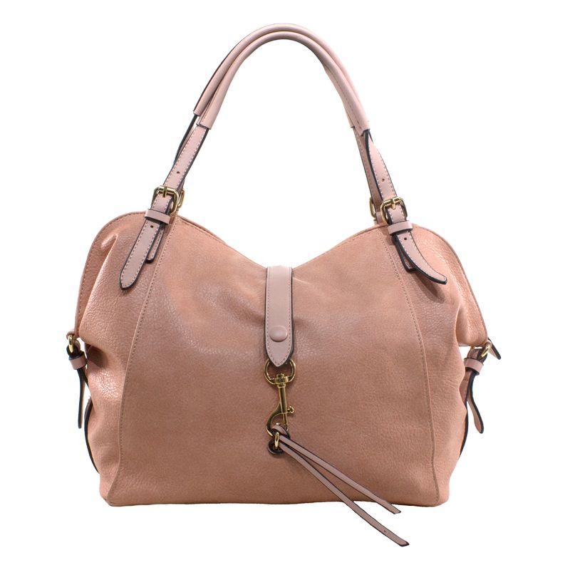 MAILEA - Cartera ecocuero con mosqueton para mujer rosado