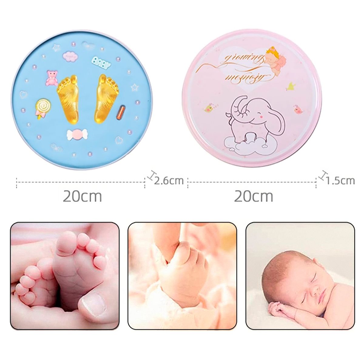 GENERICO - Kit Para Estampar Huellas De Bebé 3D Color Celeste